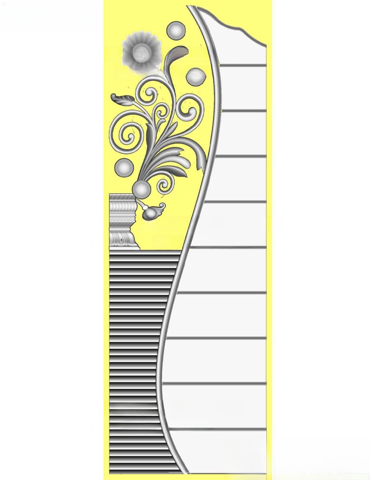 MD - MIX-144 Modern Floral Abstract 3D Door Relief Design